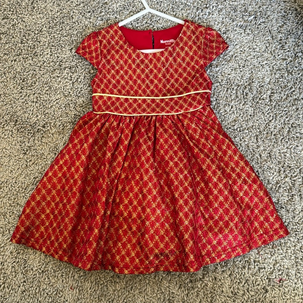 Nannette Kids Red and Gold Sparkling Dress